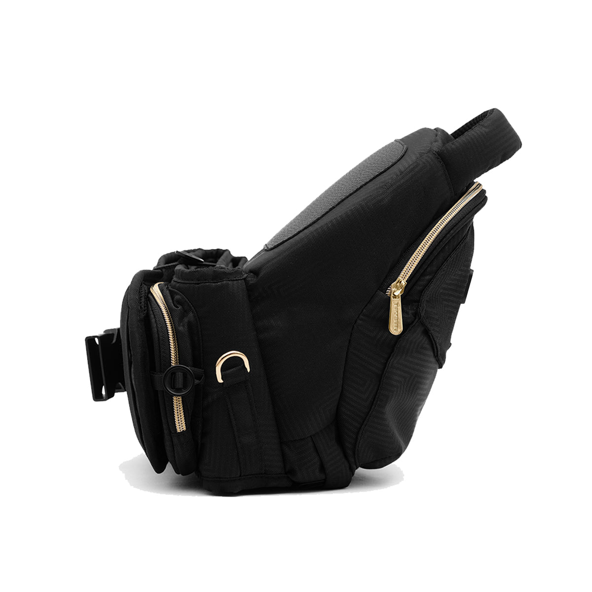 Black Gold Baby Carrier with Hip Seat & In-built Mini Diaper Bag (Black)