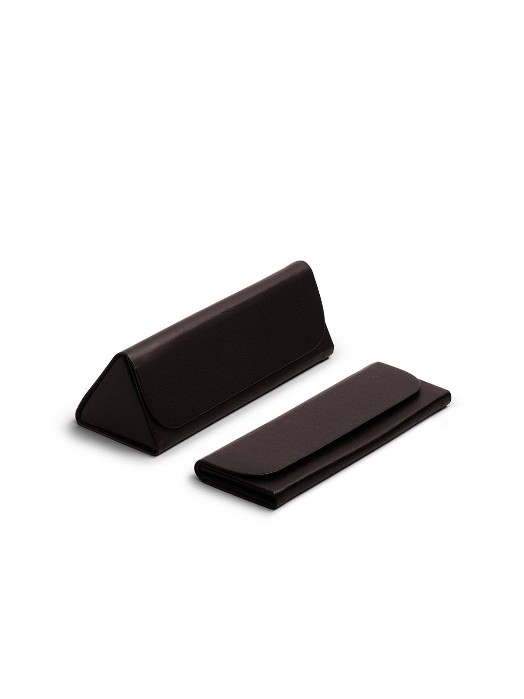 Dark Brown Faux Leather Foldaway Slim Eyewear/Sunglass Case