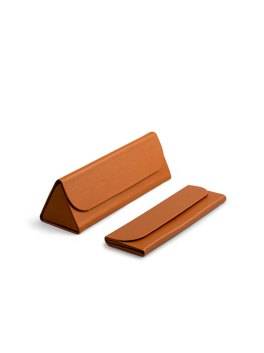 Tan Faux Leather Foldaway Slim Eyewear/Sunglass Case