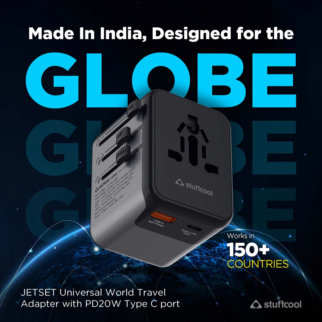 Jetset Universal World Travel Adapter with PD20W Type C port