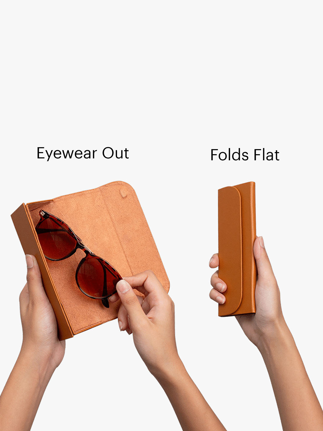 Tan Faux Leather Foldaway Slim Eyewear/Sunglass Case