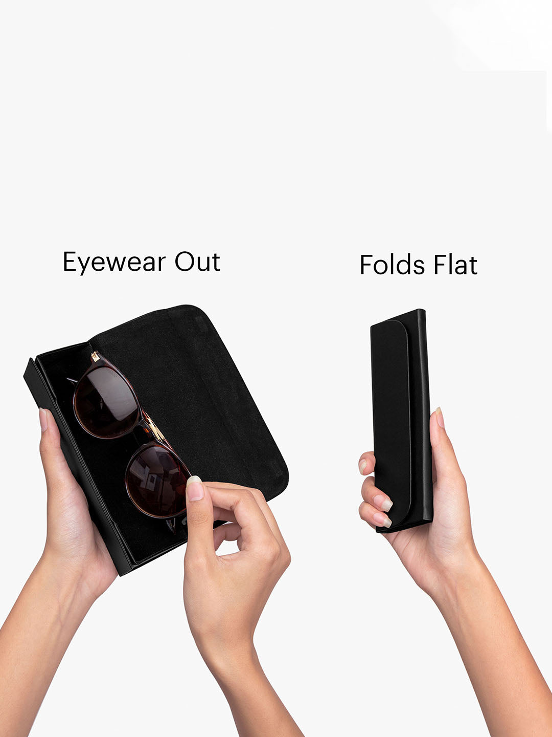 Black Faux Leather Foldaway Slim Eyewear/Sunglass Case