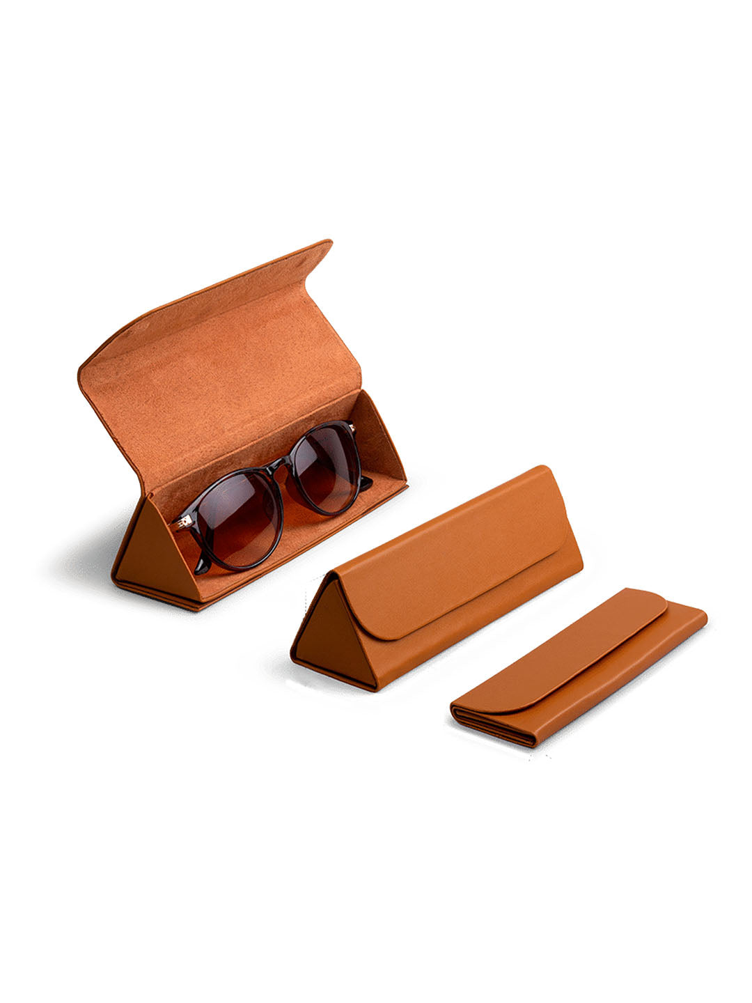Tan Faux Leather Foldaway Slim Eyewear/Sunglass Case