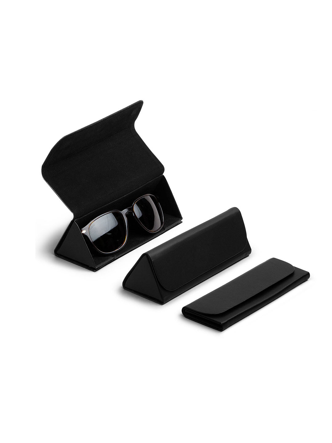 Black Faux Leather Foldaway Slim Eyewear/Sunglass Case