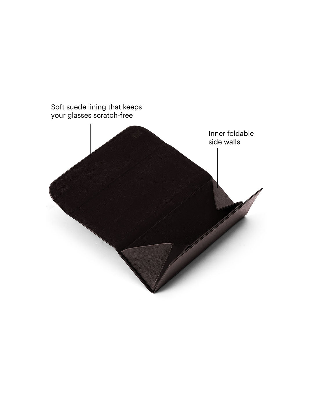Dark Brown Faux Leather Foldaway Slim Eyewear/Sunglass Case