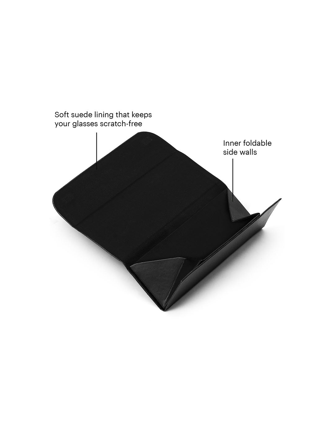 Black Faux Leather Foldaway Slim Eyewear/Sunglass Case