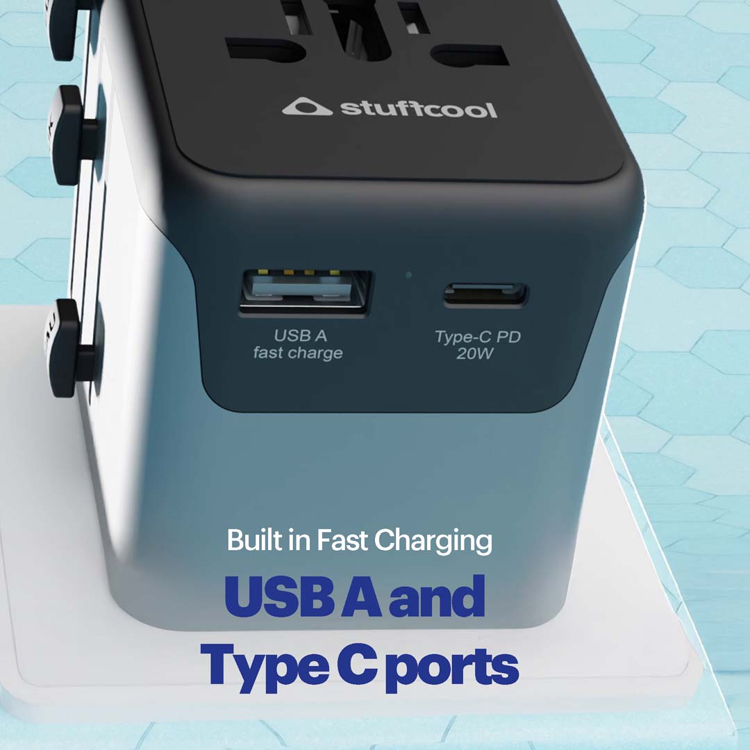 Jetset Universal World Travel Adapter with PD20W Type C port