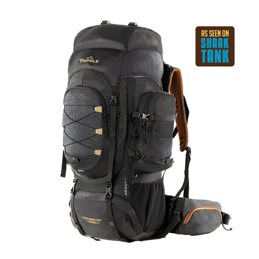 Tripole Walker Pro Metal Frame Rucksack with Rain Cover for Trekking & Travel | Front Opening | Laptop Sleeve | Men & Women | 5 Year Warranty| 60 Litre Black