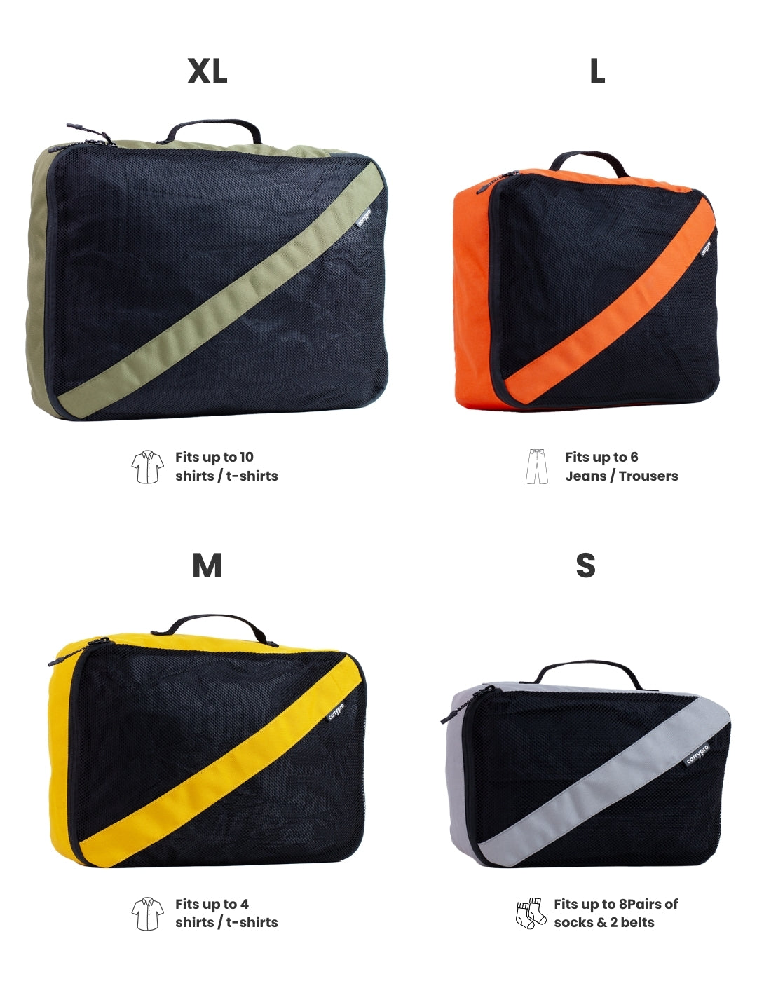 The Pro Packing Cubes Travel Organiser (Set of 6)-Multi color