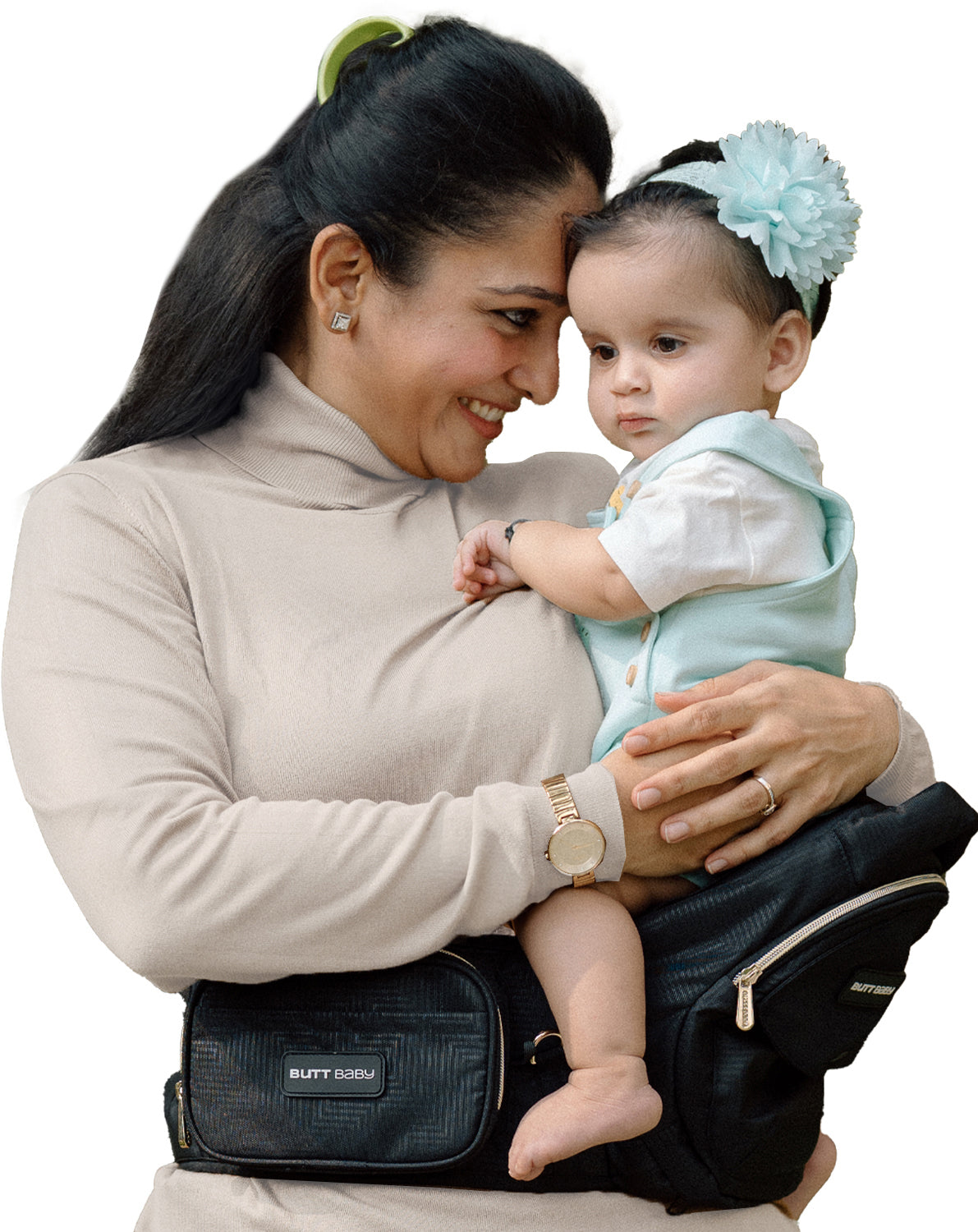 Black Gold Baby Carrier with Hip Seat & In-built Mini Diaper Bag (Black)