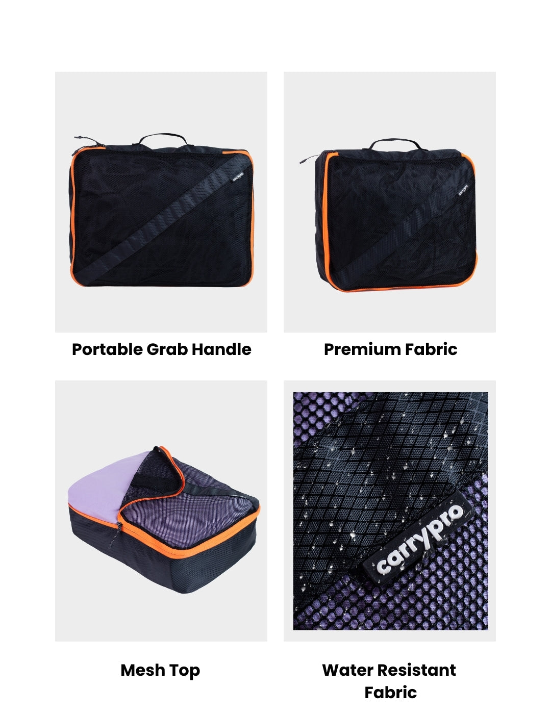 The Pro Packing Cubes Travel Organiser (Set of 6)_Black