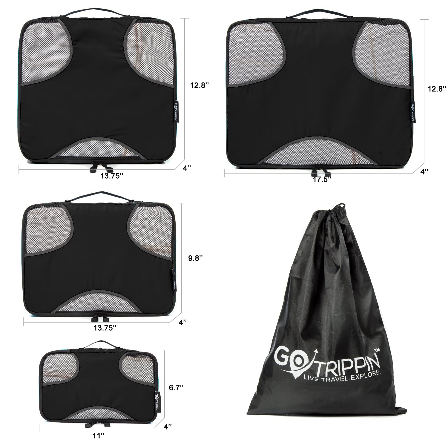 Gotrippin Packing Cubes Black