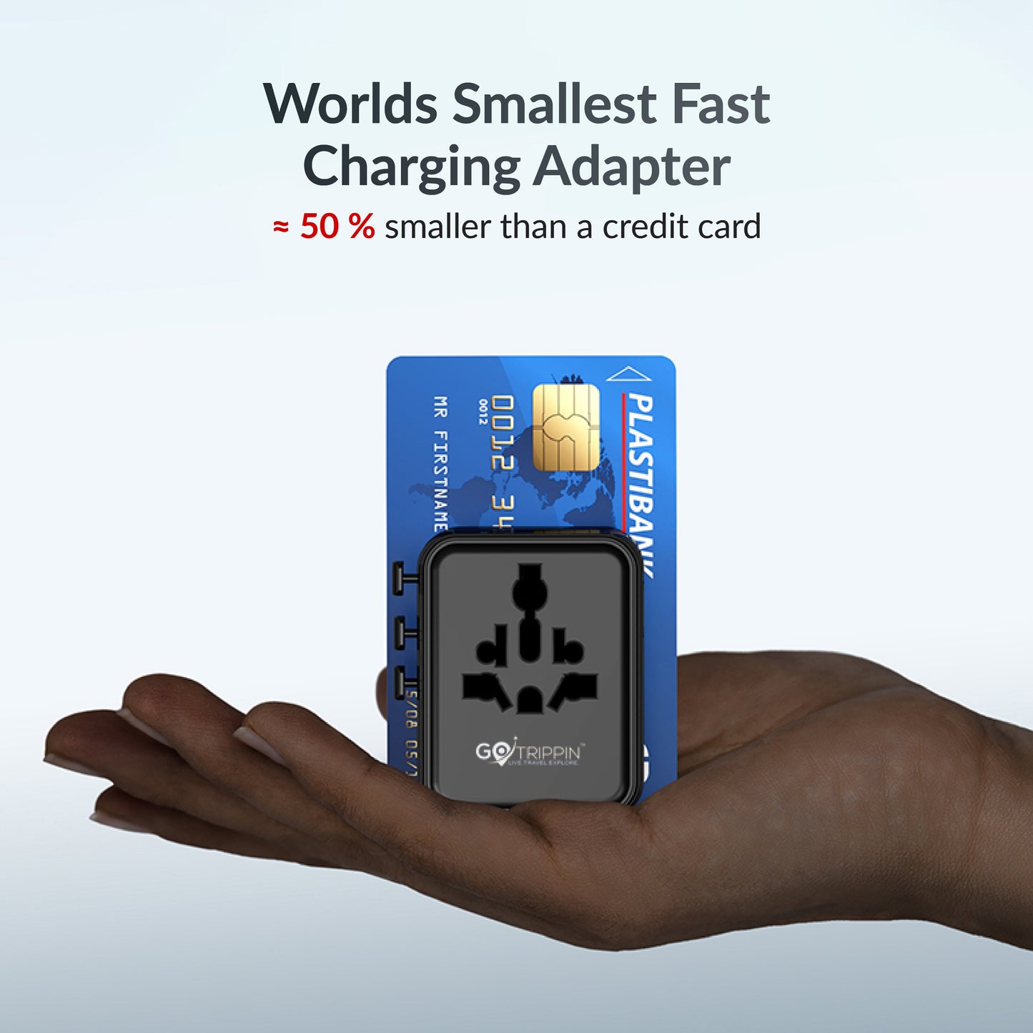 Universal travel adapter with Type C (25W Black)