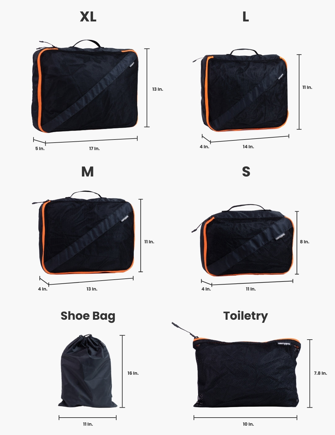 The Pro Packing Cubes Travel Organiser (Set of 6)_Black