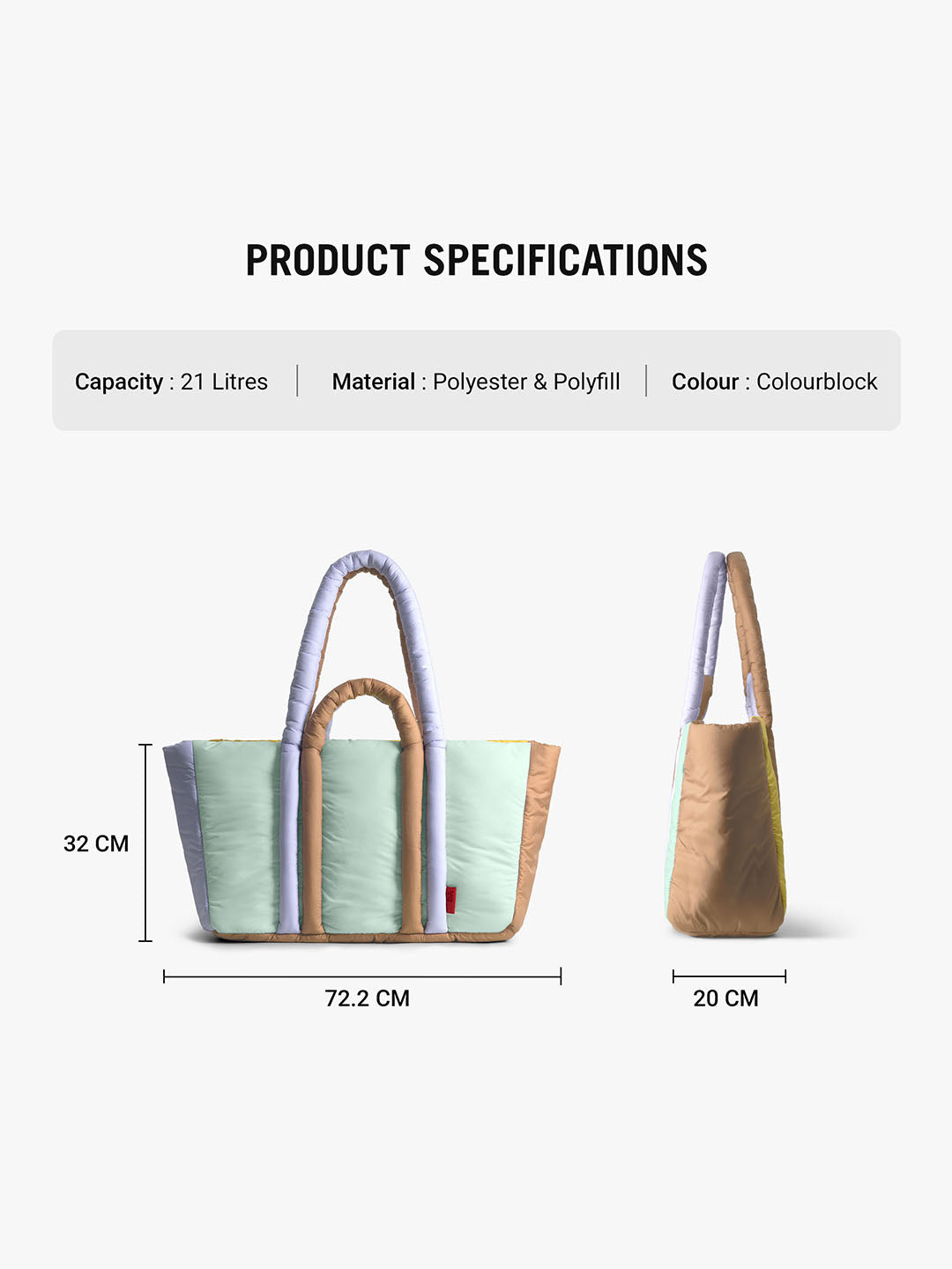 Colourblock Puft Oversized Tote