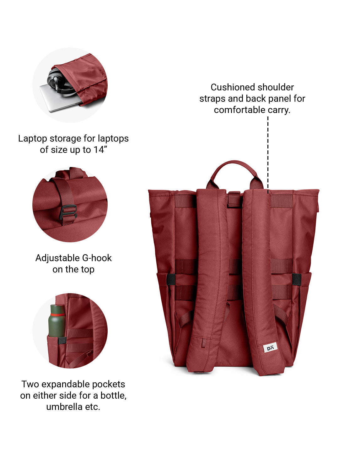 Red Clay Miles Roll Top Backpack
