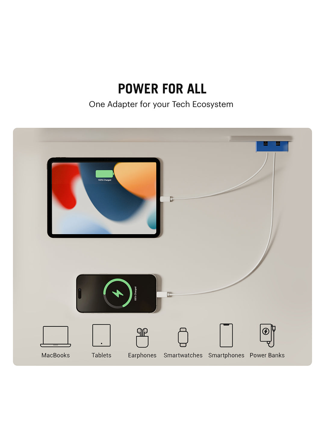 POP 45W Twin Port GaN5 Adapter - Blue