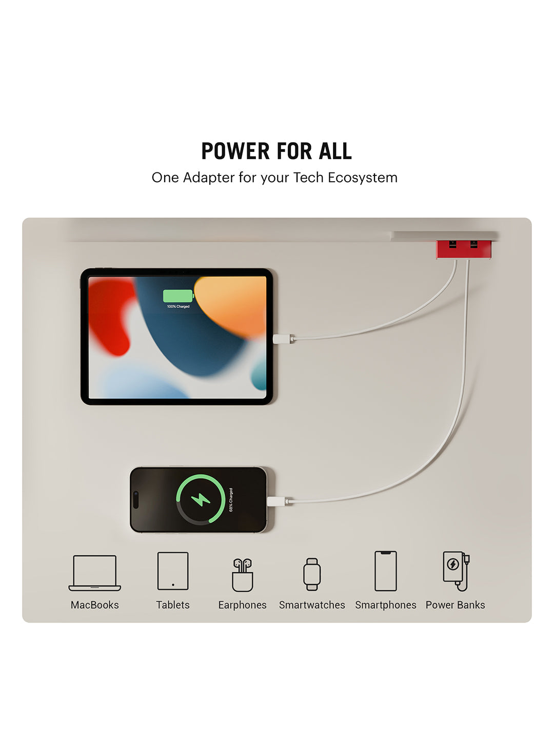 POP 45W Twin Port GaN5 Adapter - Red