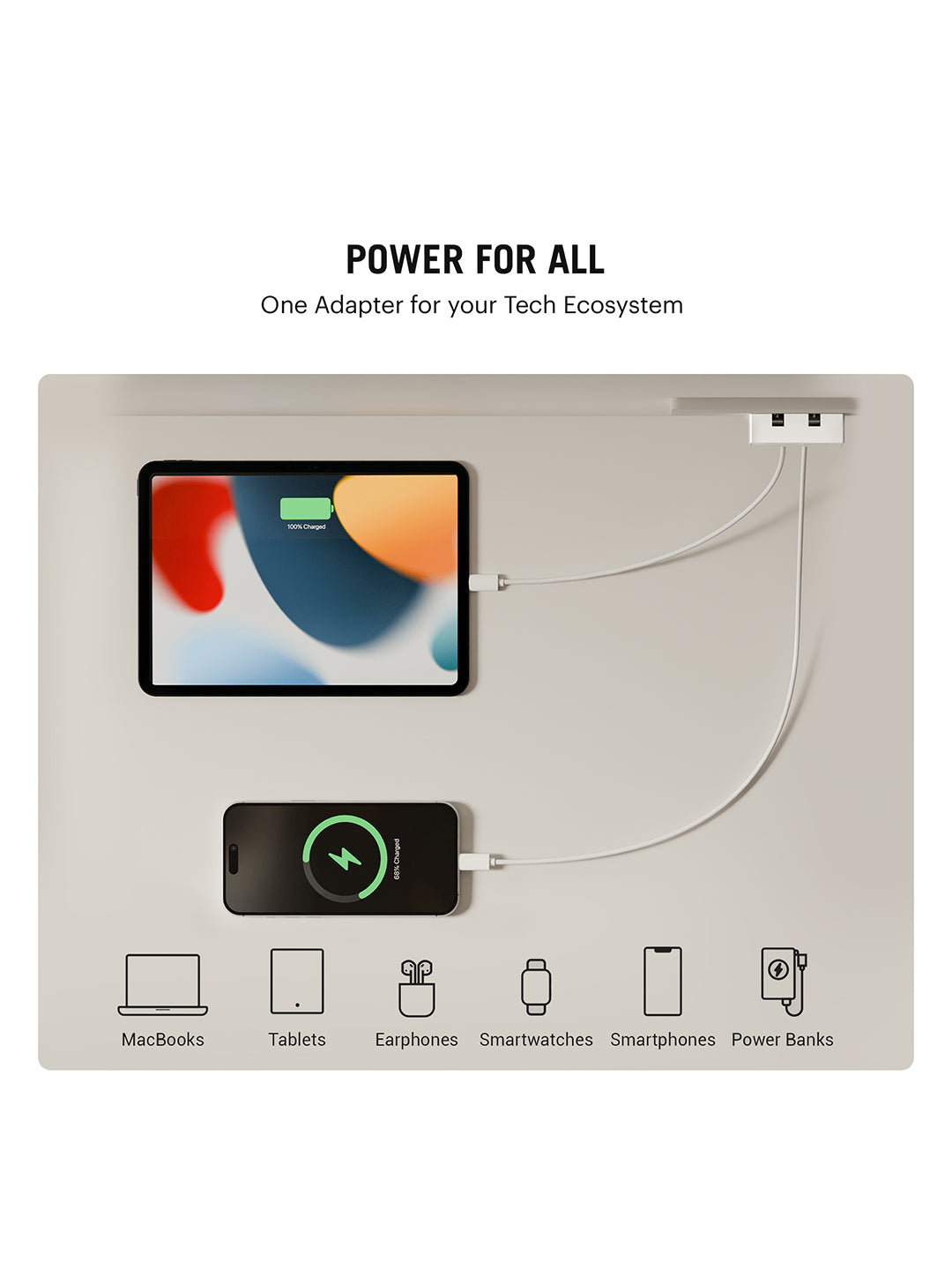 POP 45W Twin Port GaN5 Adapter - White