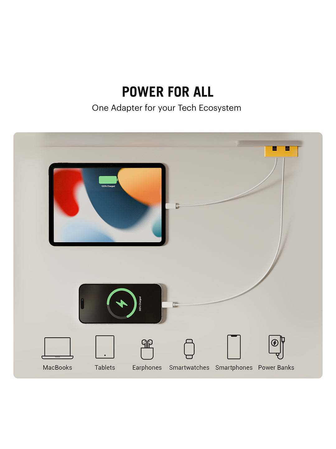 POP 45W Twin Port GaN5 Adapter - Yellow