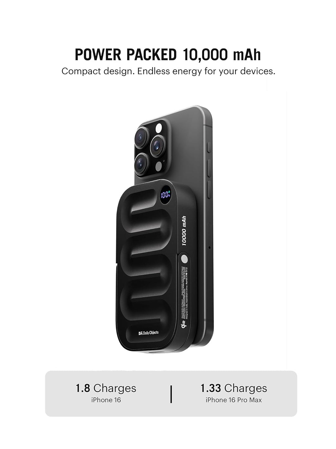 Loop Qi2-Certified MagSafe-Compatible Aluminium Power Bank 10000 mAh - Black