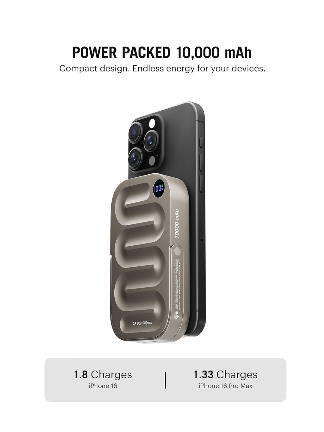 Loop Qi2-Certified MagSafe-Compatible Aluminium Power Bank 10000 mAh - Titanium