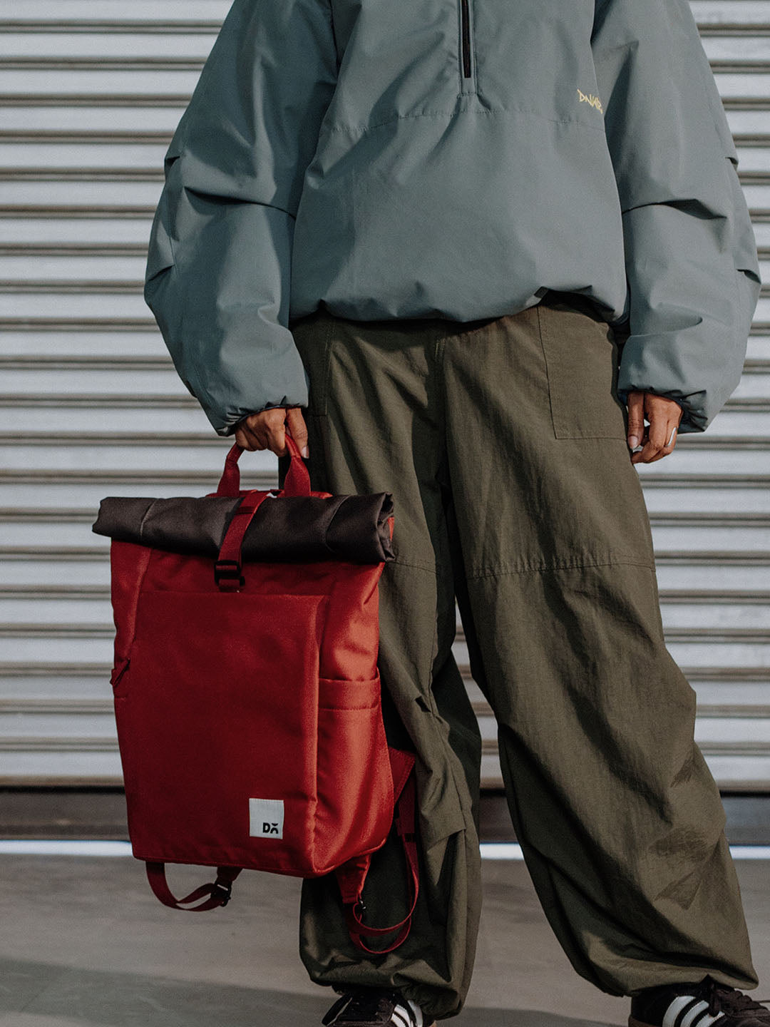 Charcoal-Red Clay Miles Roll Top Backpack