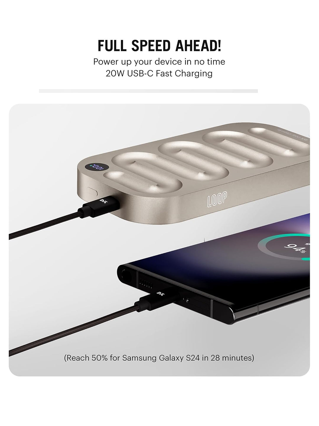 Loop Universal Aluminium Power Bank 10000 mAh - Titanium