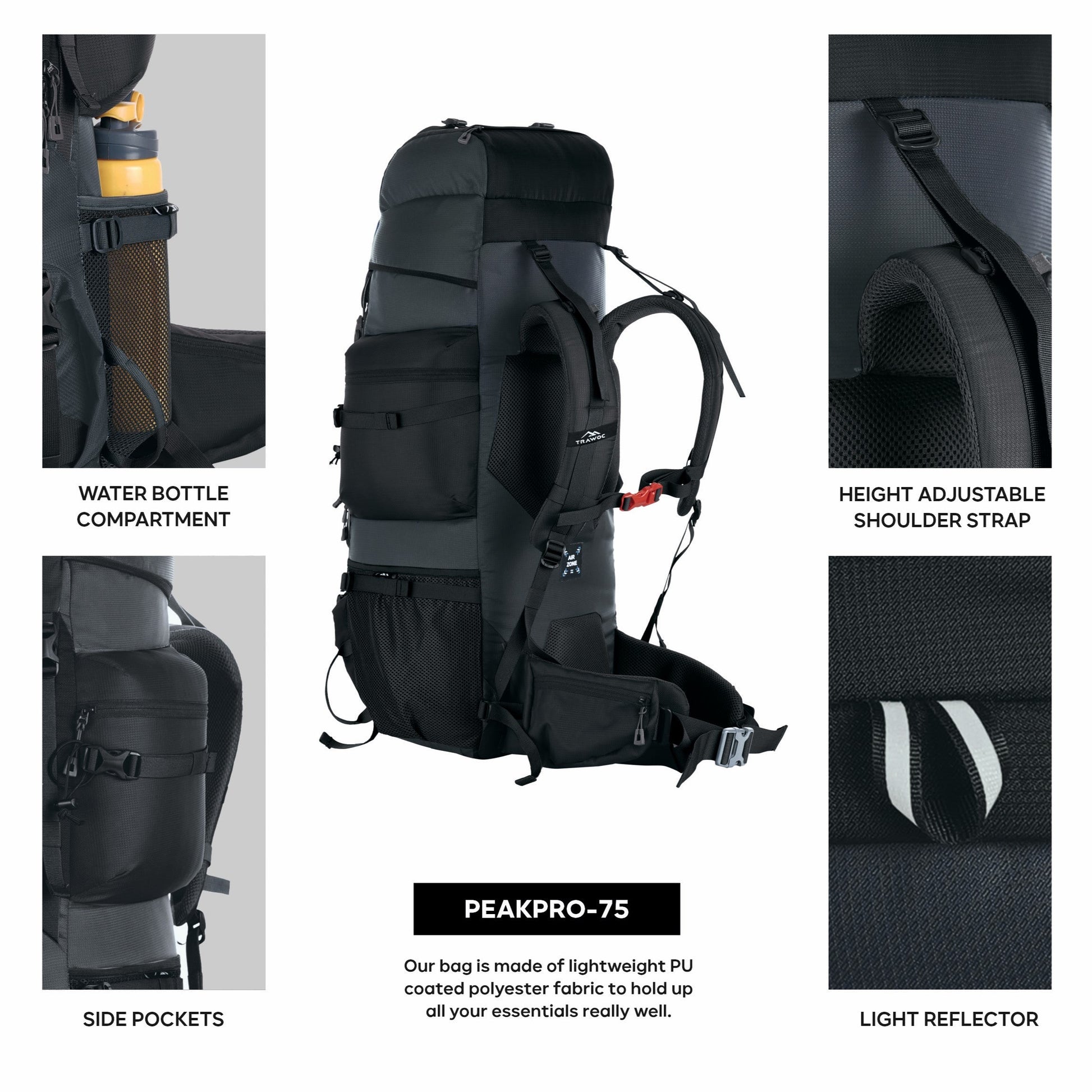 PEAKPRO 75 Liter Travel Backpack