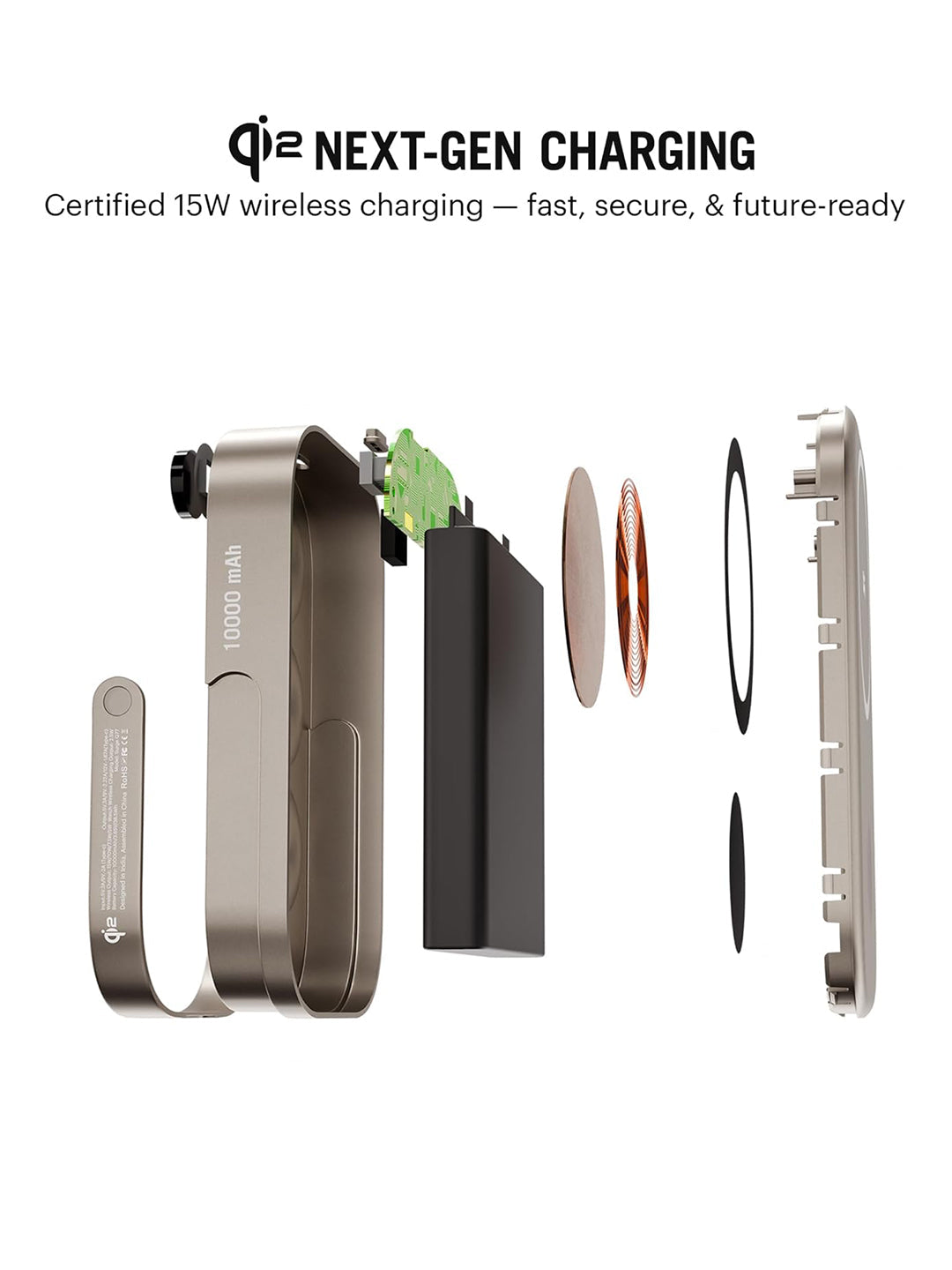 Loop Qi2-Certified MagSafe-Compatible Aluminium Power Bank 10000 mAh - Titanium