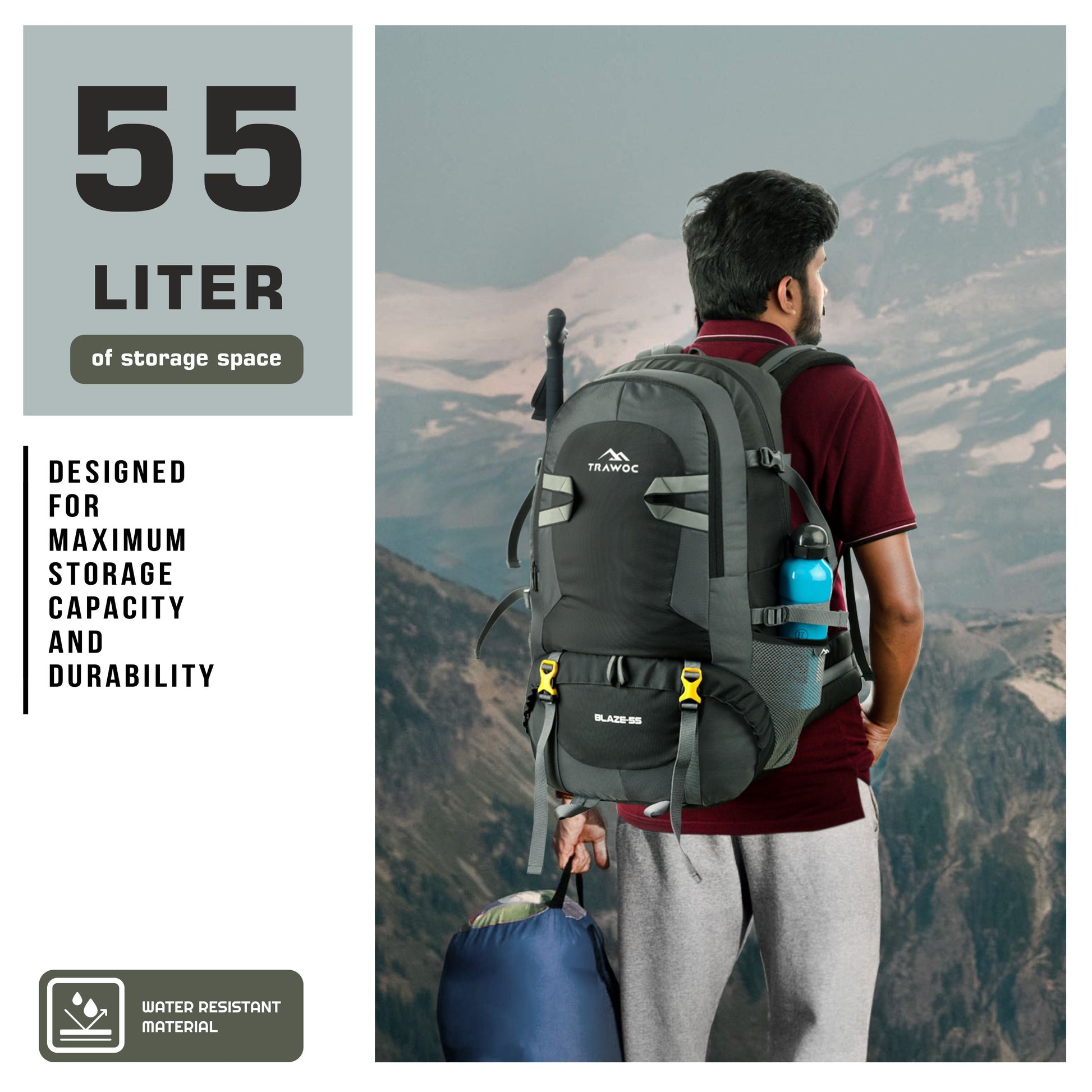 BLAZE 55L Travel Backpack Daypack