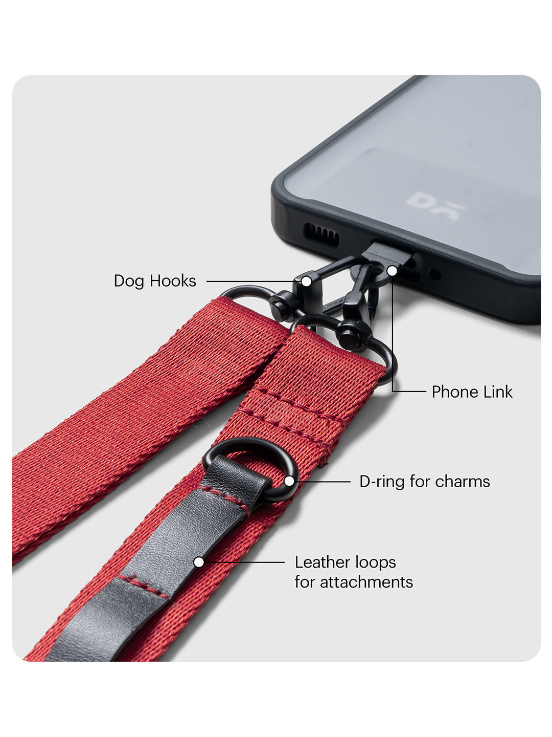 Red Crossbody Utility Phone Lanyard - Strap