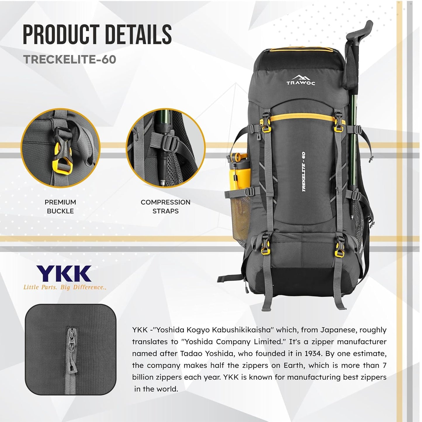 TREKELITE 60L Travel Backpack