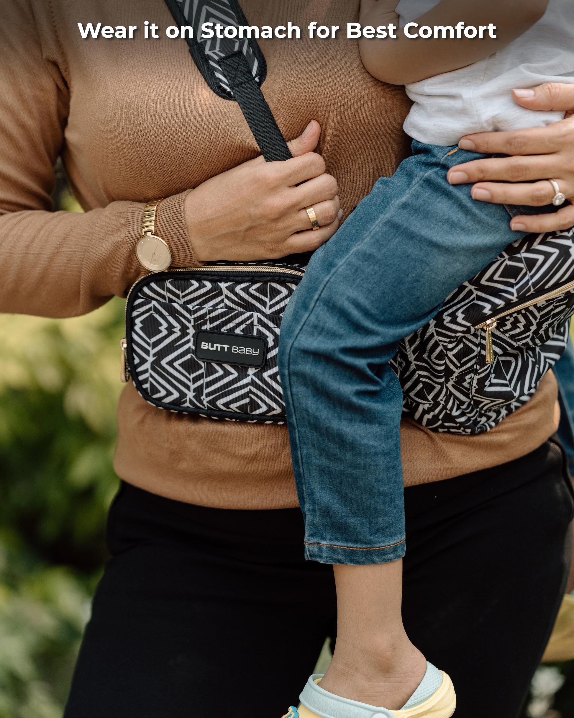 Tribal Route Baby Carrier with Hip Seat & In-built Mini Diaper Bag