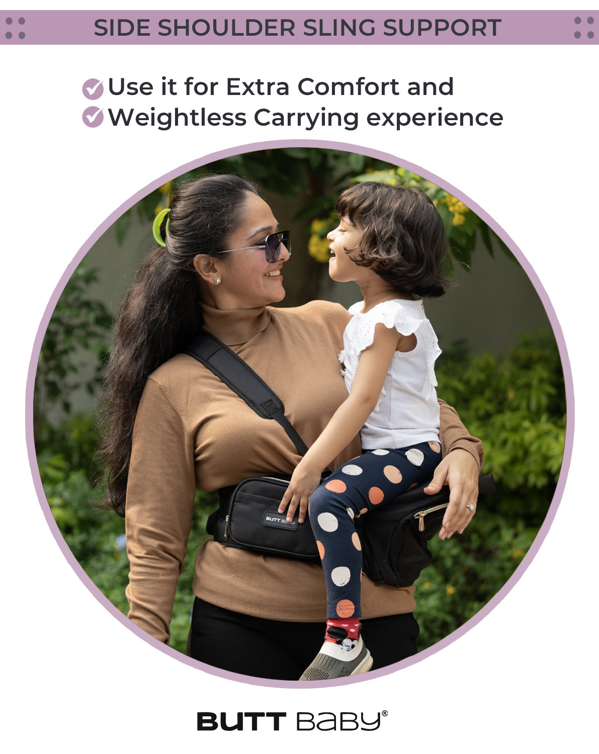 Black Gold Baby Carrier with Hip Seat & In-built Mini Diaper Bag (Black)