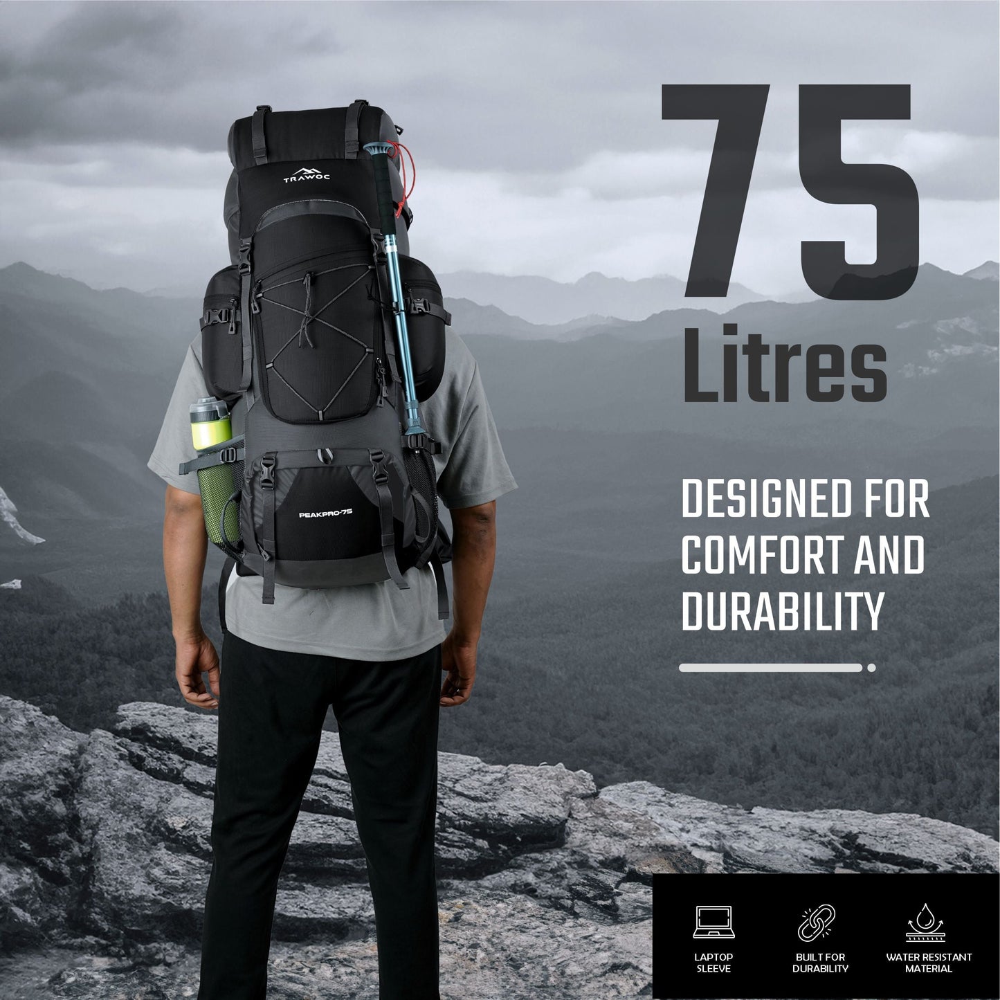 PEAKPRO 75 Liter Travel Backpack