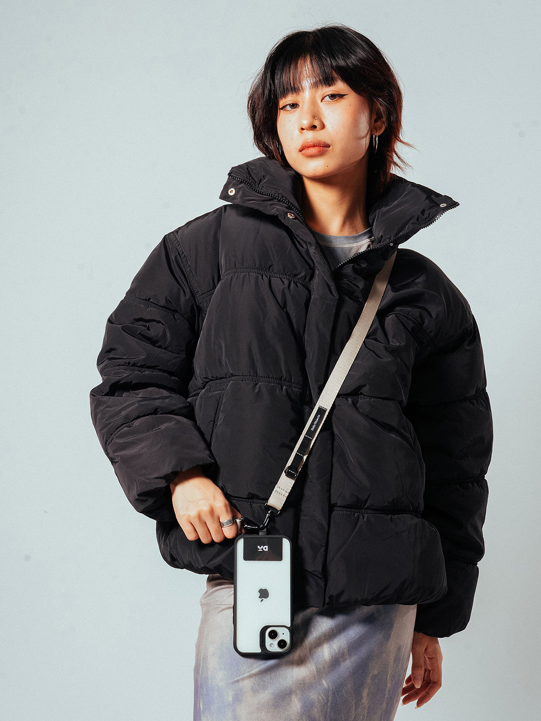 Grey Crossbody Utility Phone Lanyard - Strap