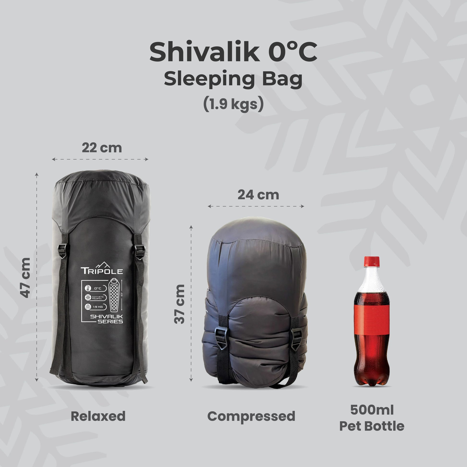 Tripole Shivalik Indoor and Outdoor Sleeping Bag for Hiking, Trekking and Travelling | Mummy Shape | 3 Year Warranty (0°C Black)