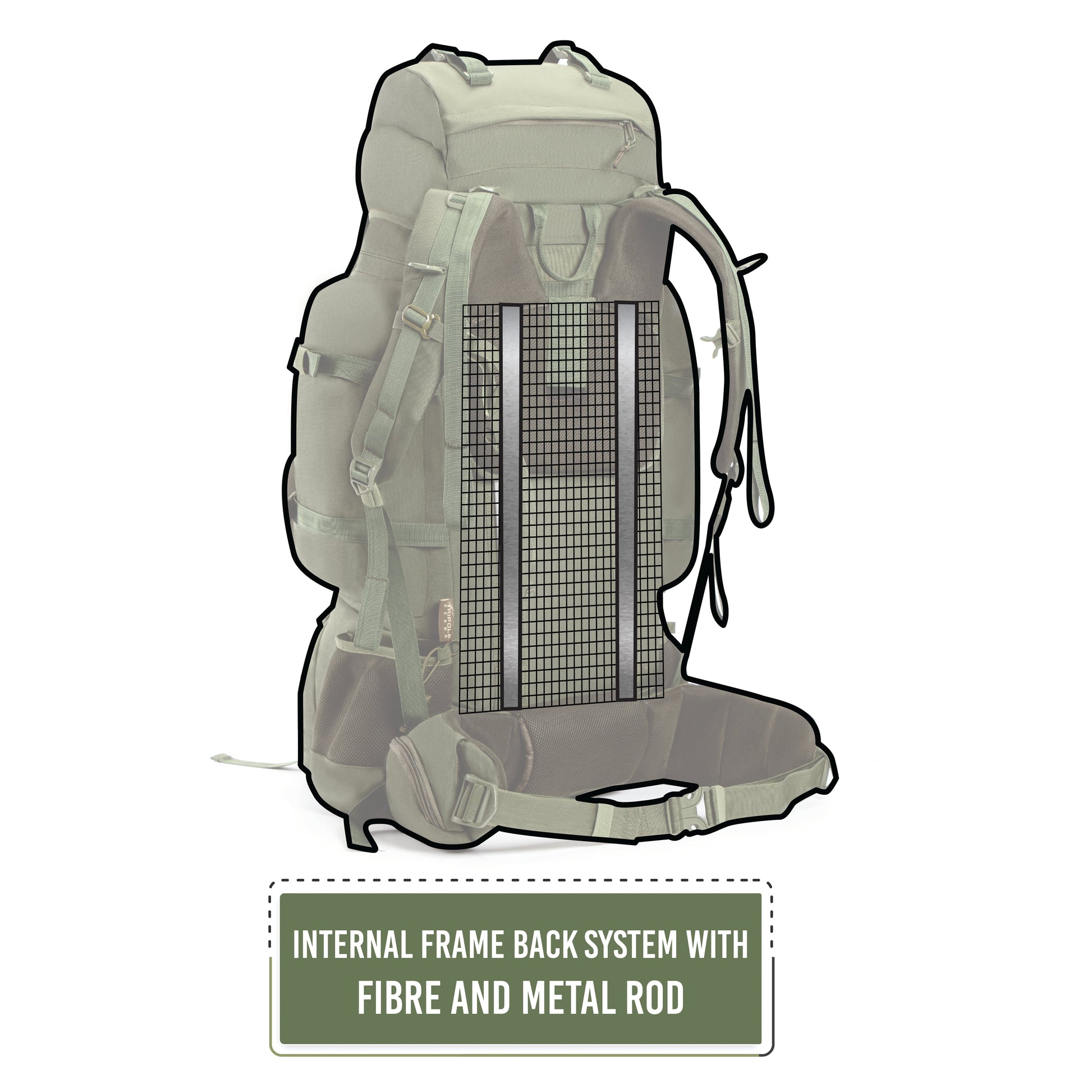 Tripole Walker Pro Metal Frame Rucksack with Rain Cover for Trekking & Travel | Front Opening | Laptop Sleeve | Men & Women | 5 Year Warranty| 60 Litre Black