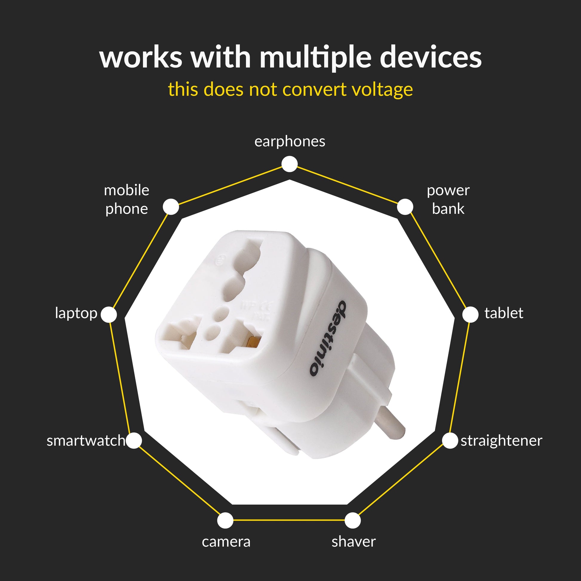 Plug Adapter for Europe Type E/F (Pack of 2)