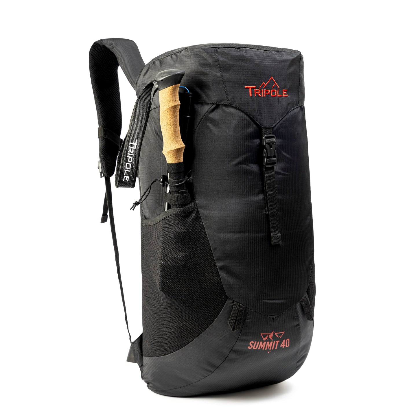 Tripole Summit 40 | Rucksack for Trekking, Hiking, Backpacking | Raincover Included | Men & Women | 1 Year Warranty (Black)