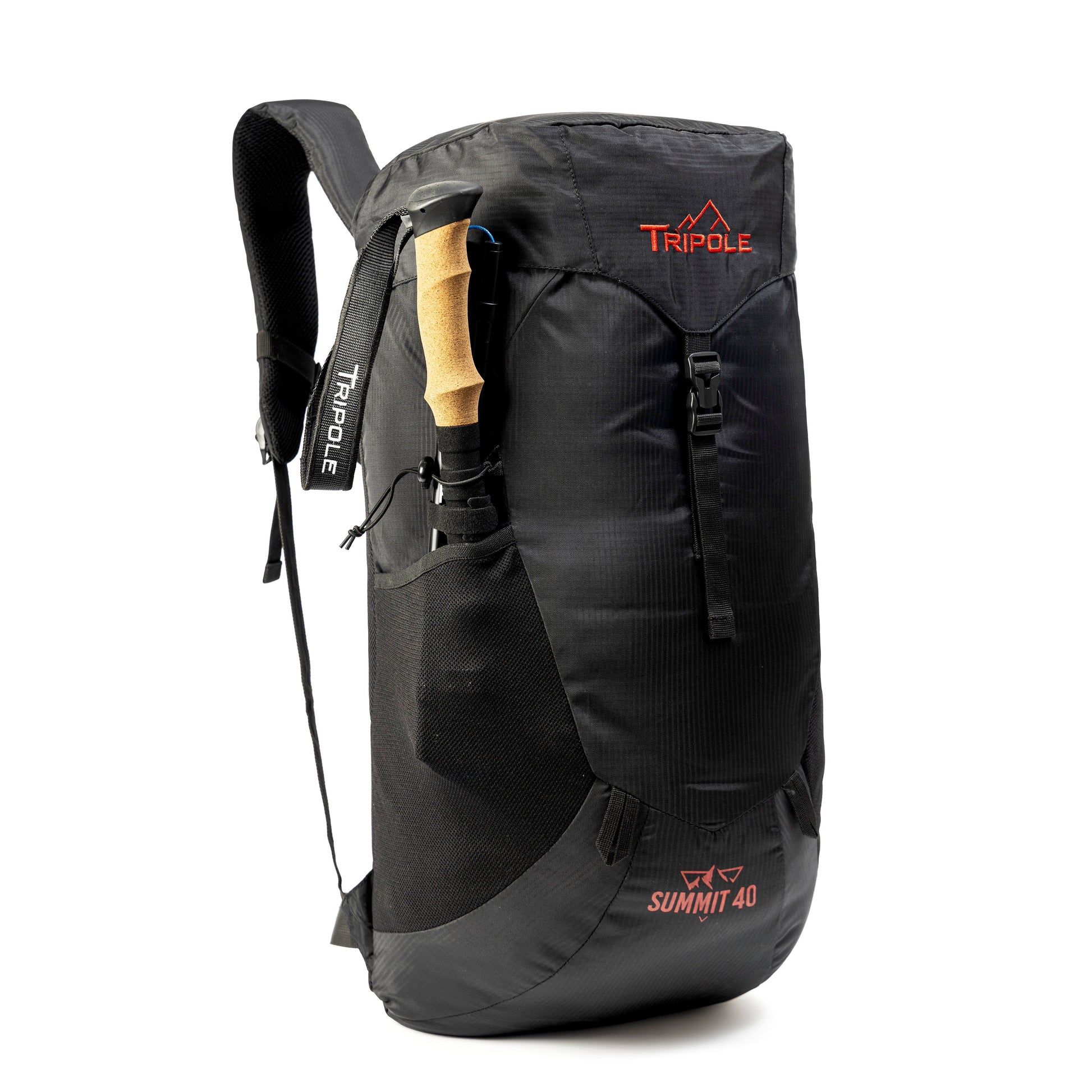 Tripole Summit 40 | Rucksack for Trekking, Hiking, Backpacking | Raincover Included | Men & Women | 1 Year Warranty (Black)