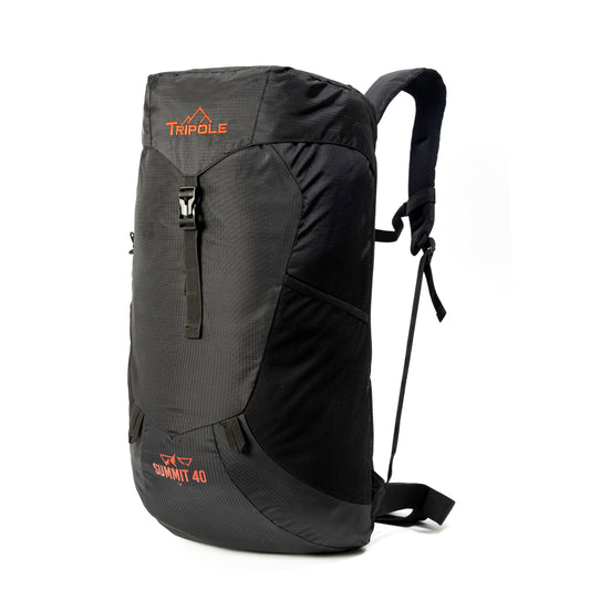 Tripole Summit 40 | Rucksack for Trekking, Hiking, Backpacking | Raincover Included | Men & Women | 1 Year Warranty (Black)