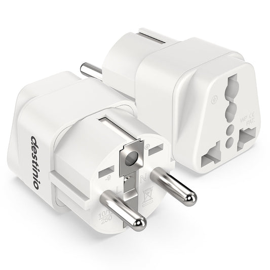 Plug Adapter for Europe Type E/F (Pack of 2)