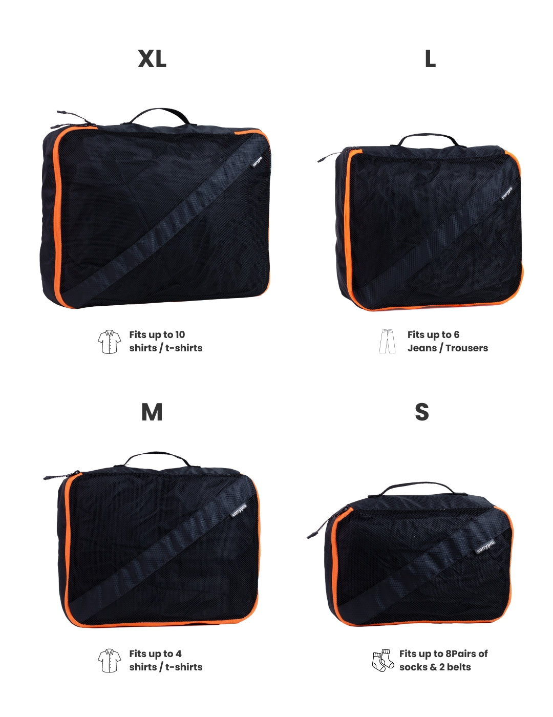 The Pro Packing Cubes Travel Organiser (Set of 6)_Black
