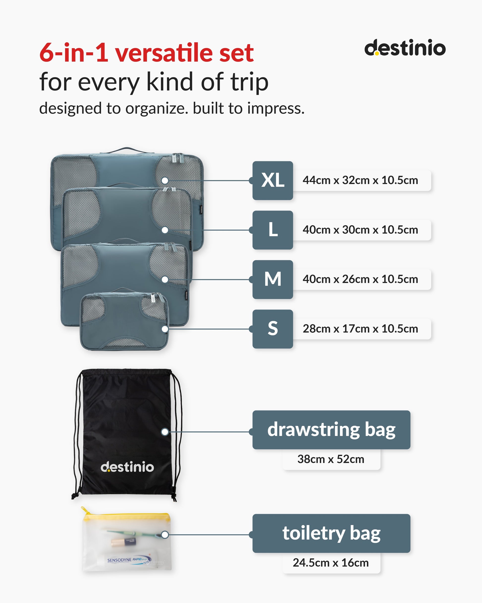 DT cross mesh packing cubes - Blue