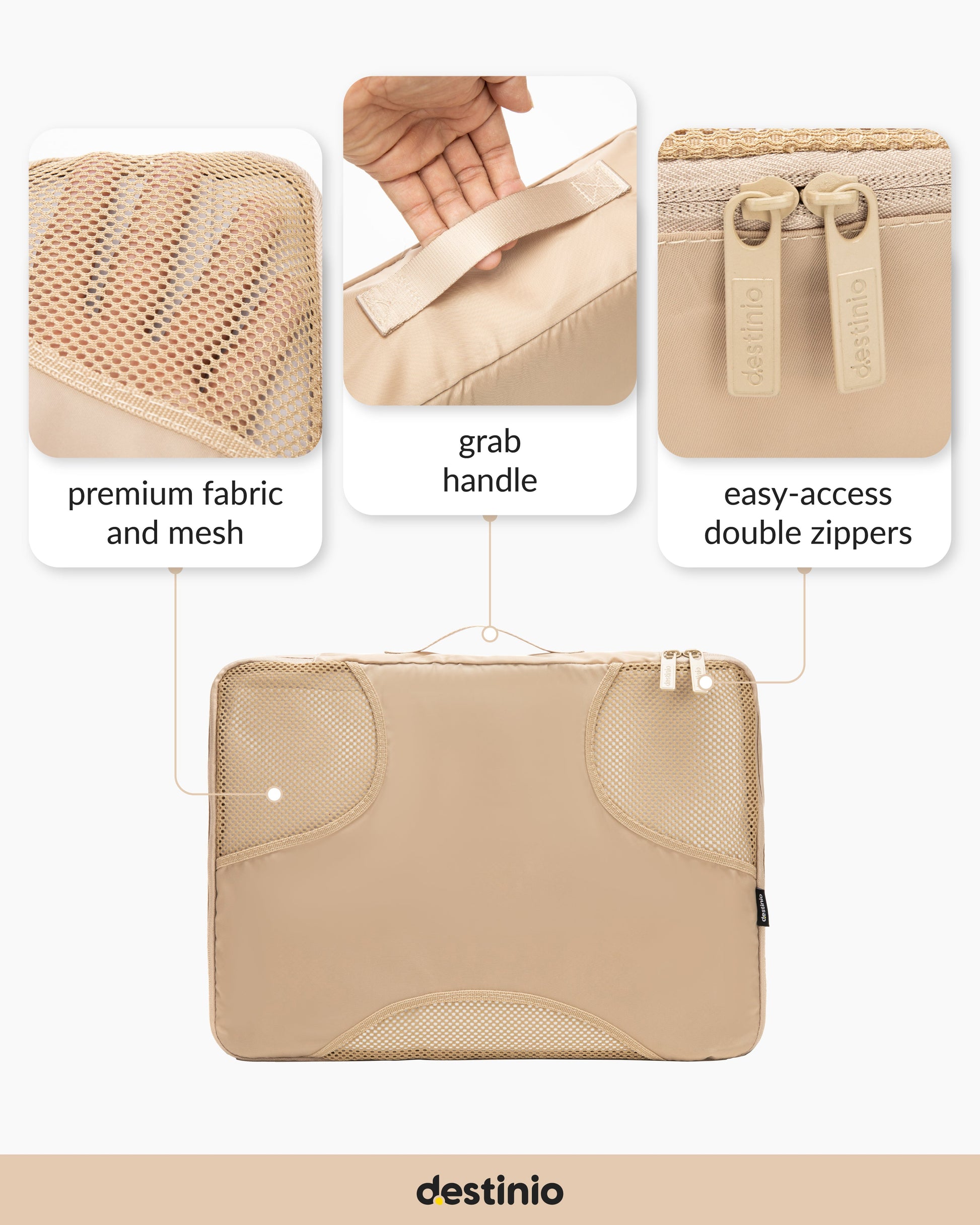 DT cross mesh packing cubes - Beige