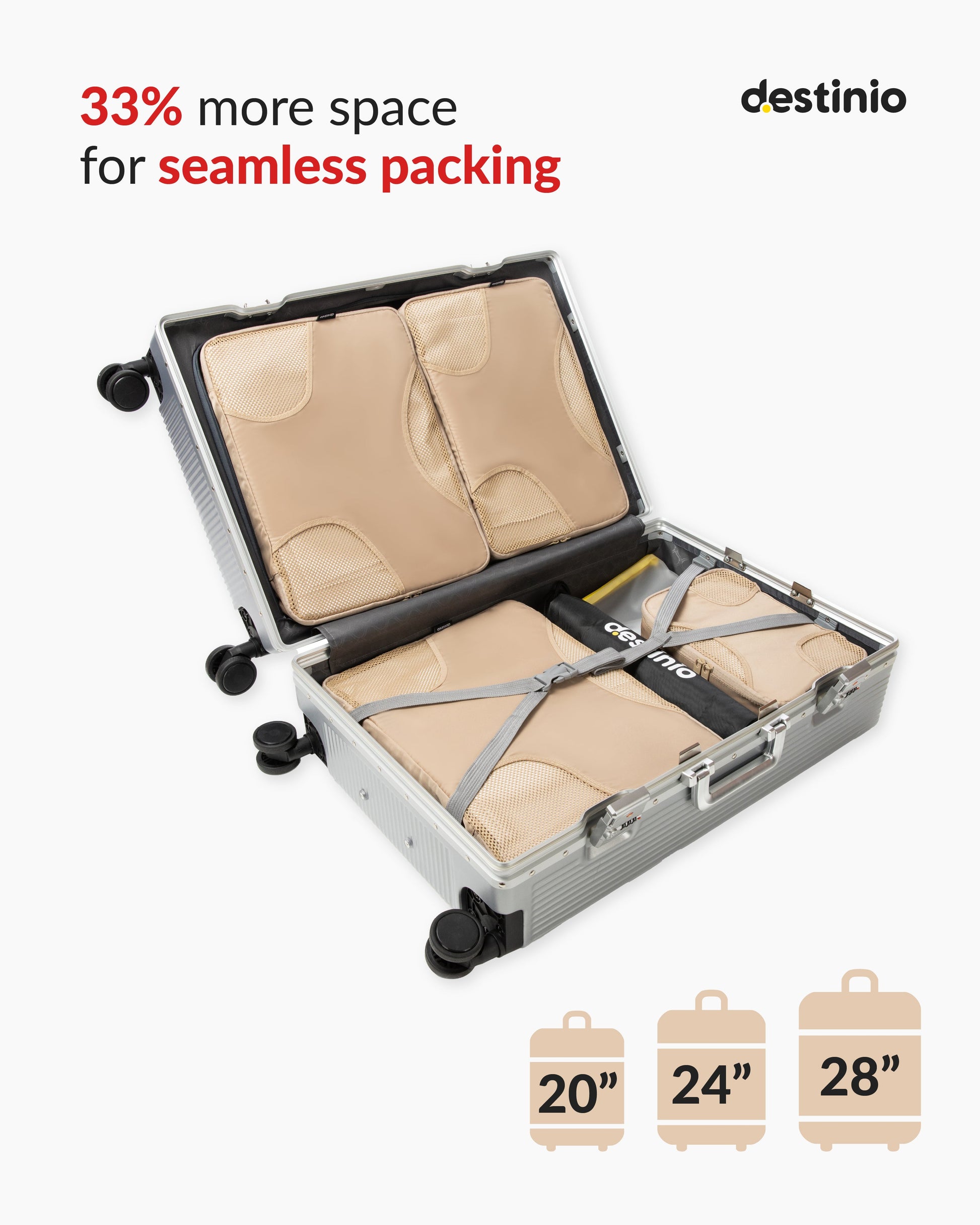 DT cross mesh packing cubes - Beige
