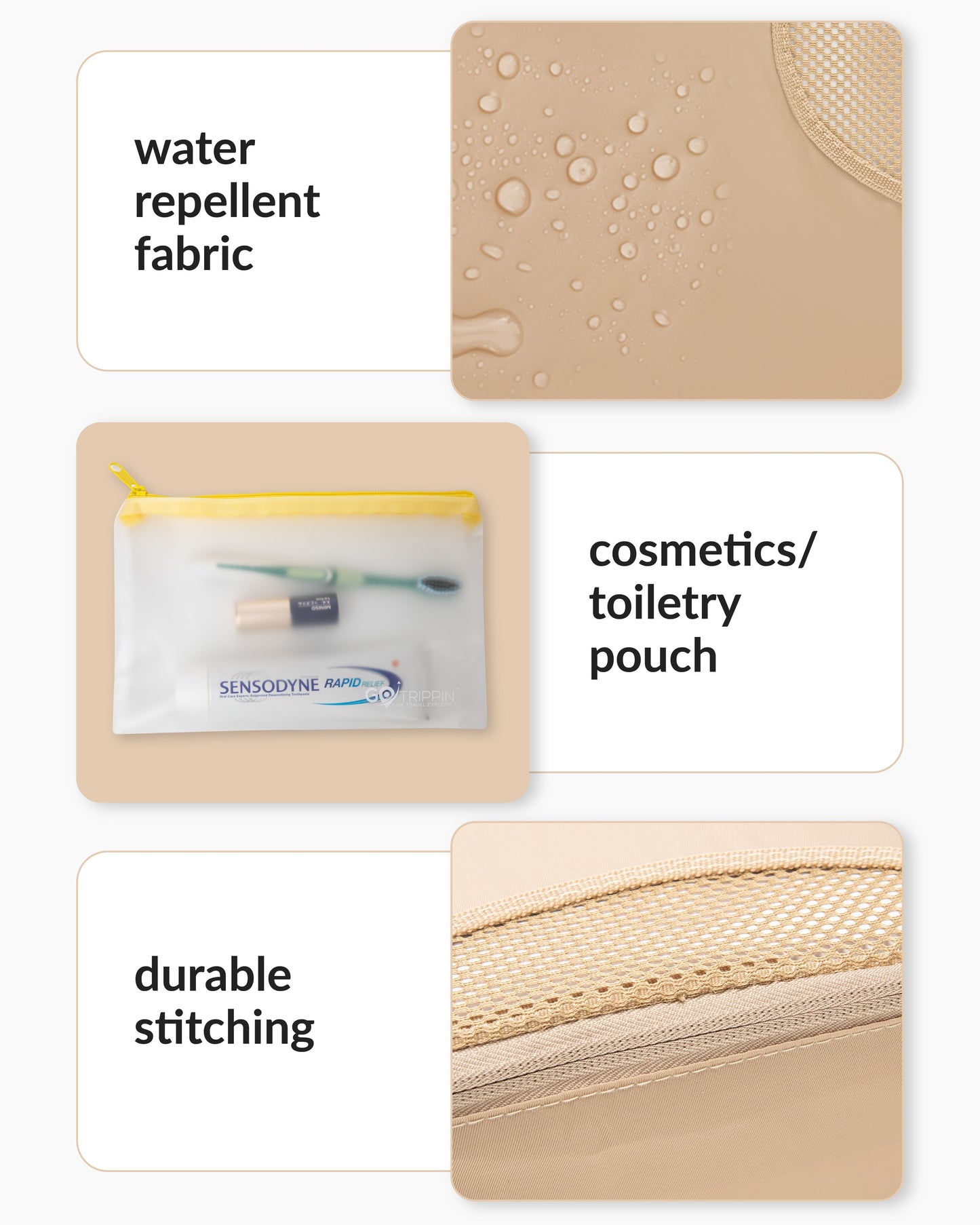 DT cross mesh packing cubes - Beige