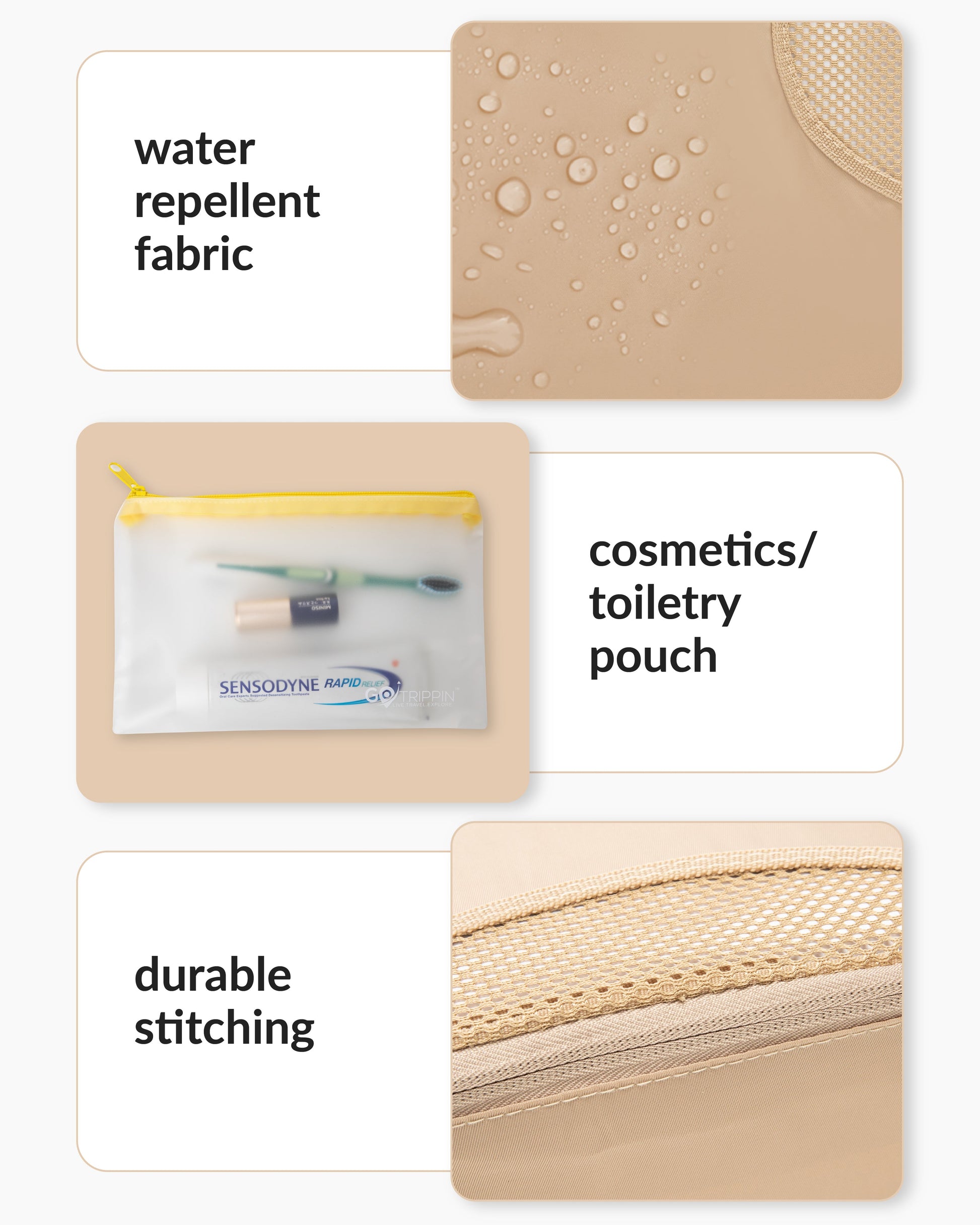 DT cross mesh packing cubes - Beige